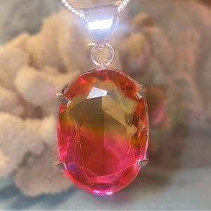 Tourmaline bi-color vintage statement pendant